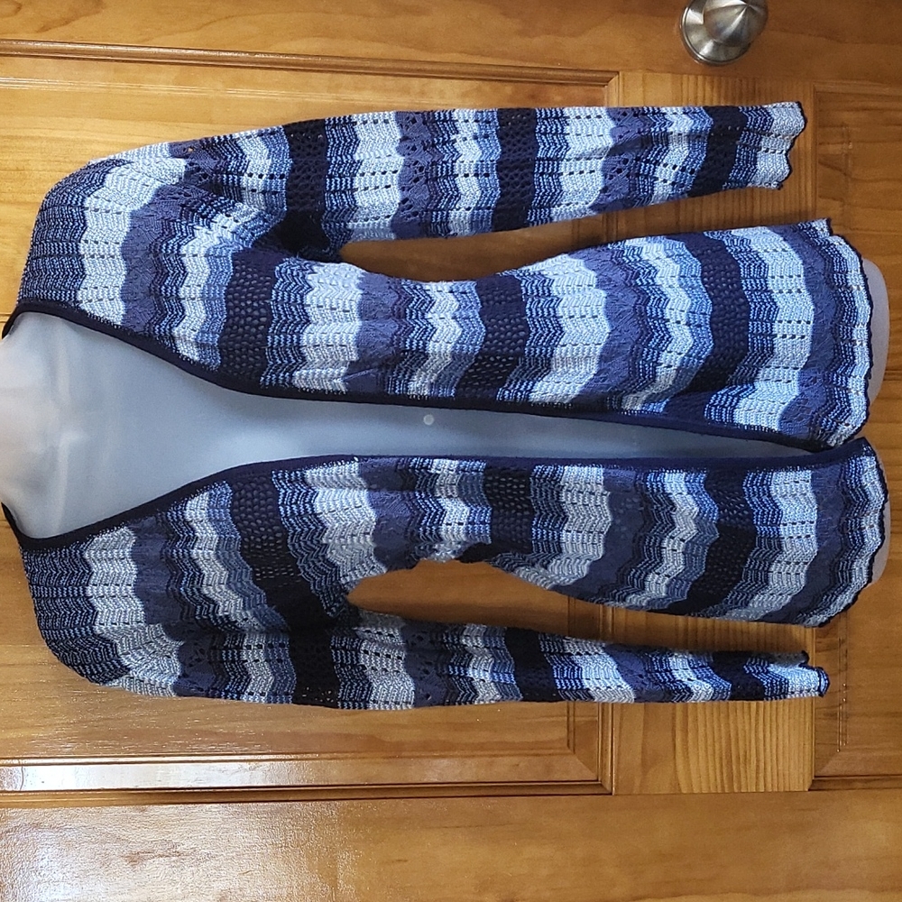 Christopher & Banks long sleeve open sweater jacket blue size: M